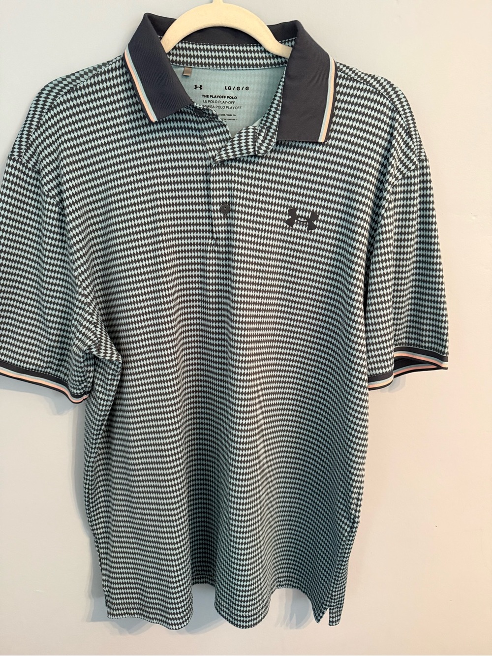 Under Armour Playoff Golf Polo Men's Green Houndstooth Sz L